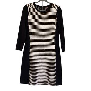 J.McLaughlin Women's $168 Black White Striped Sweater Dress Knee Length Size L